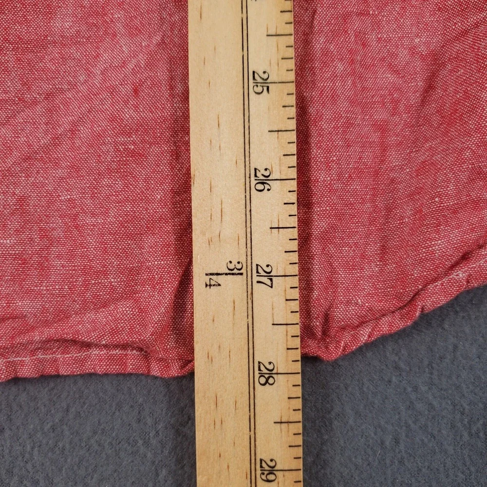 Banana Republic Mens Linen Slim‎ Fit Short Sleeve Button Down Shirt Red Large